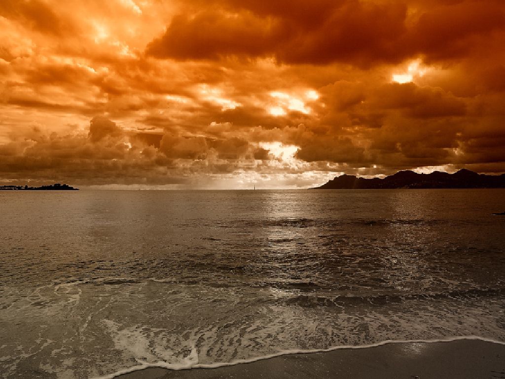 dramatic sunset over the sea