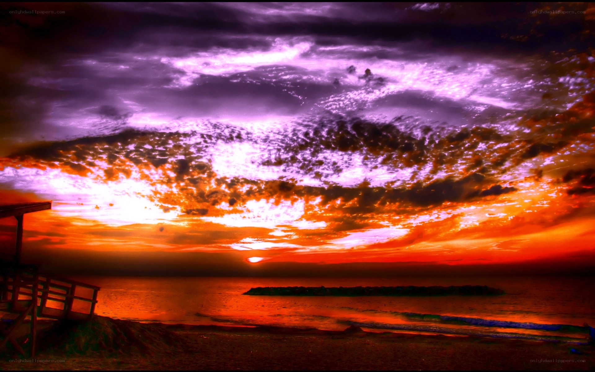 dramatic sunset over the sea