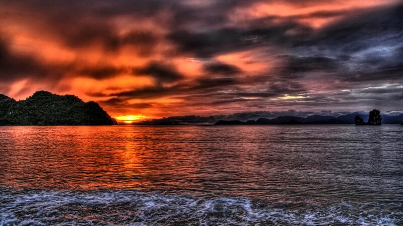 dramatic sunset over the sea