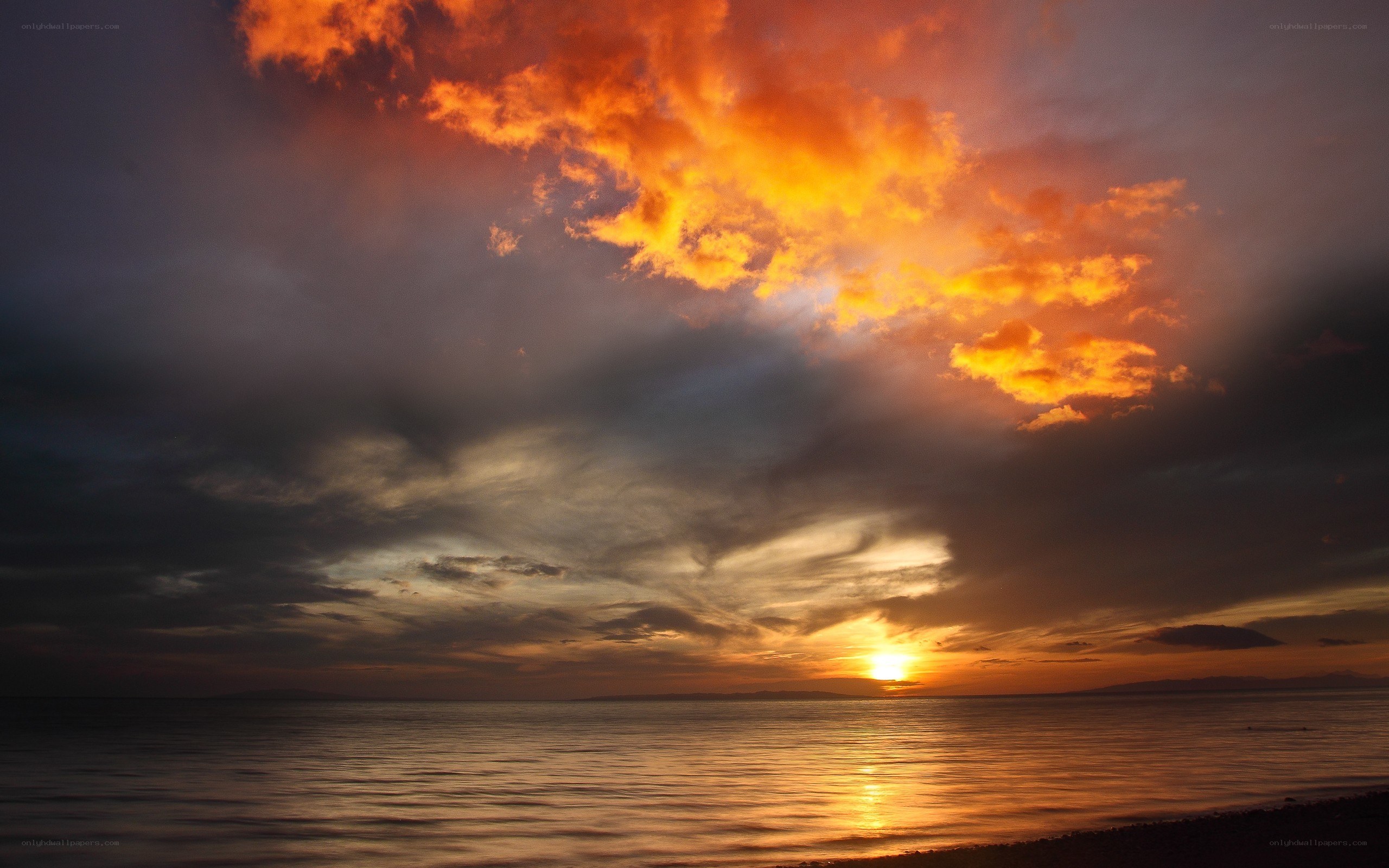dramatic sunset over the sea