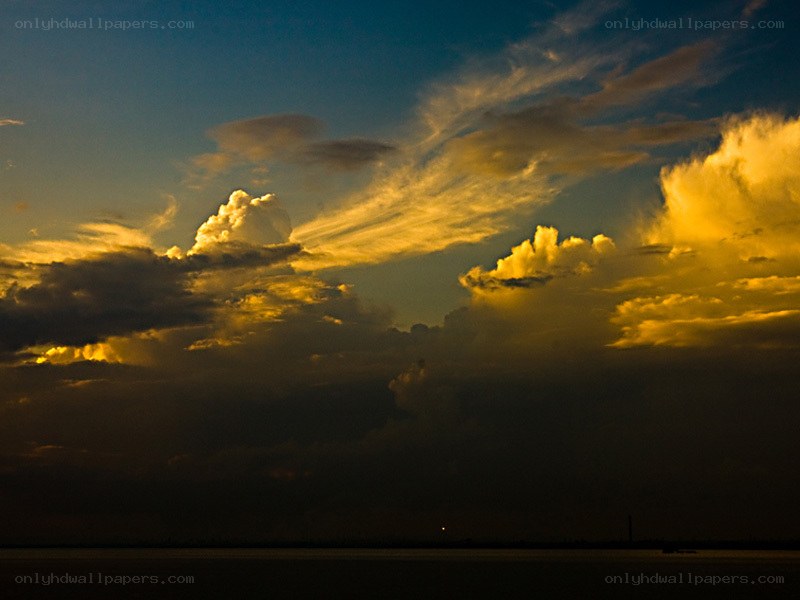 dramatic sunset over water