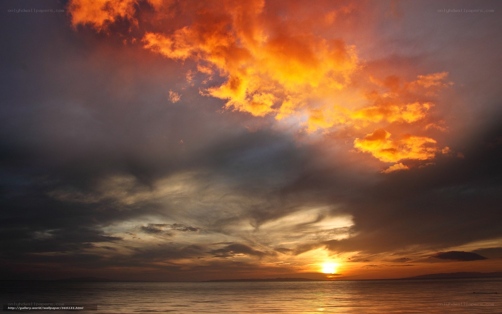 dramatic sunset over water