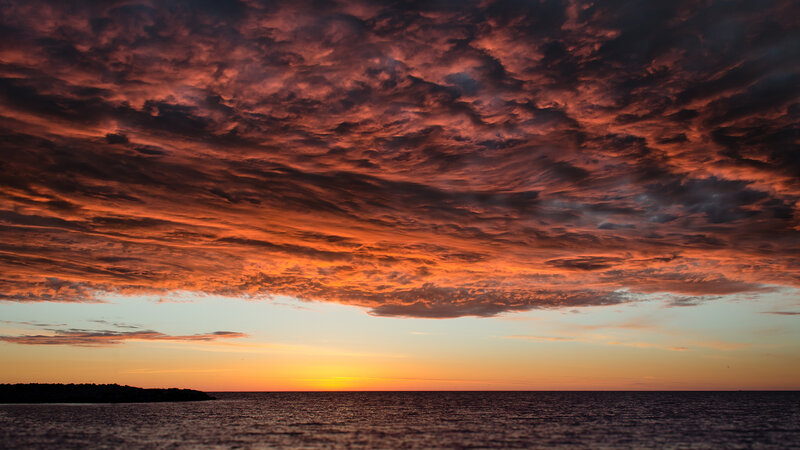 Dramatic Sunset over Water — Orange, Photograph
