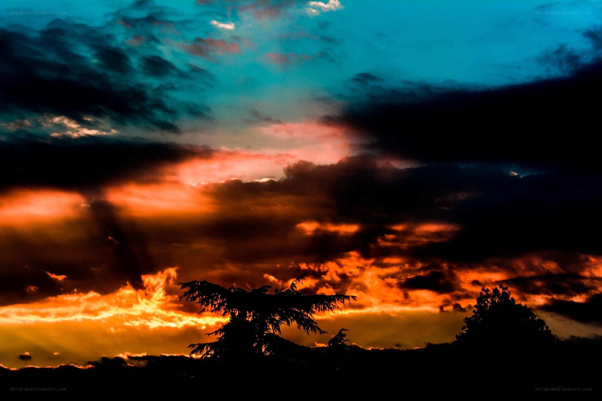 dramatic sunset sky