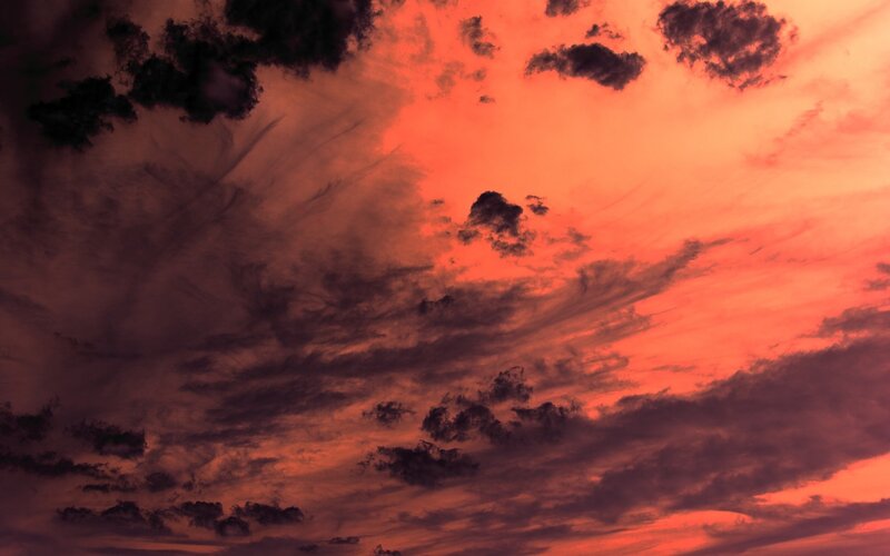Dramatic Sunset Sky — Orange, Photograph, Clouds, Red