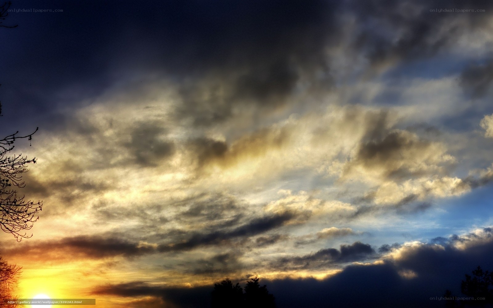 Dramatic sunset with clouds