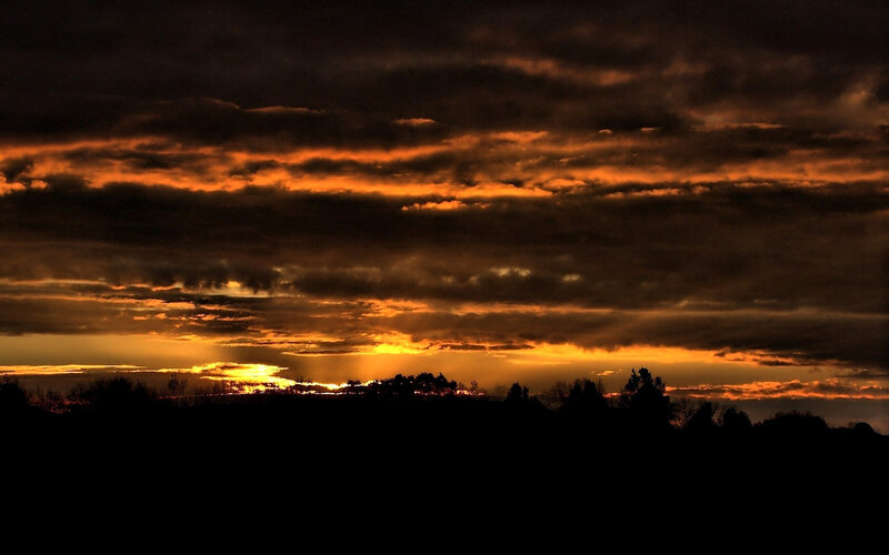 dramatic sunset with clouds