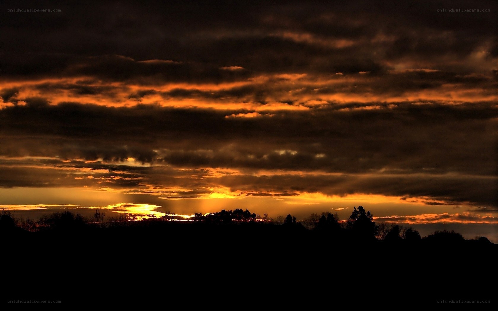 dramatic sunset with clouds