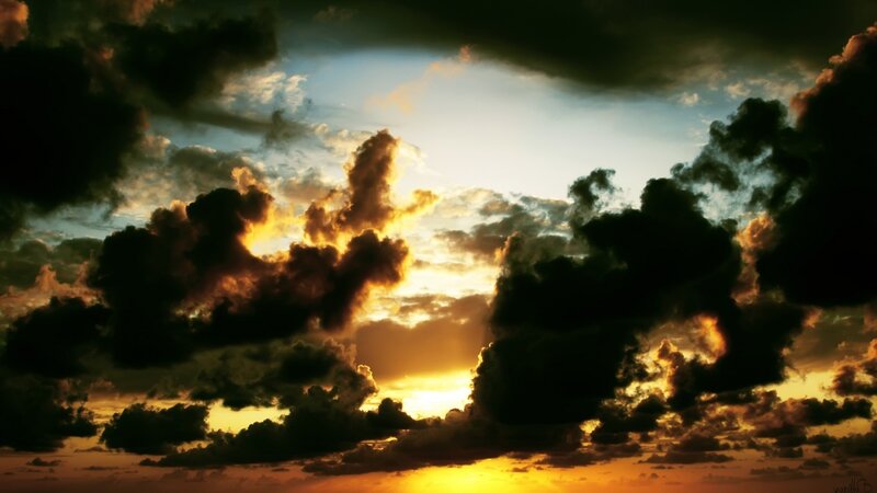 dramatic sunset with clouds