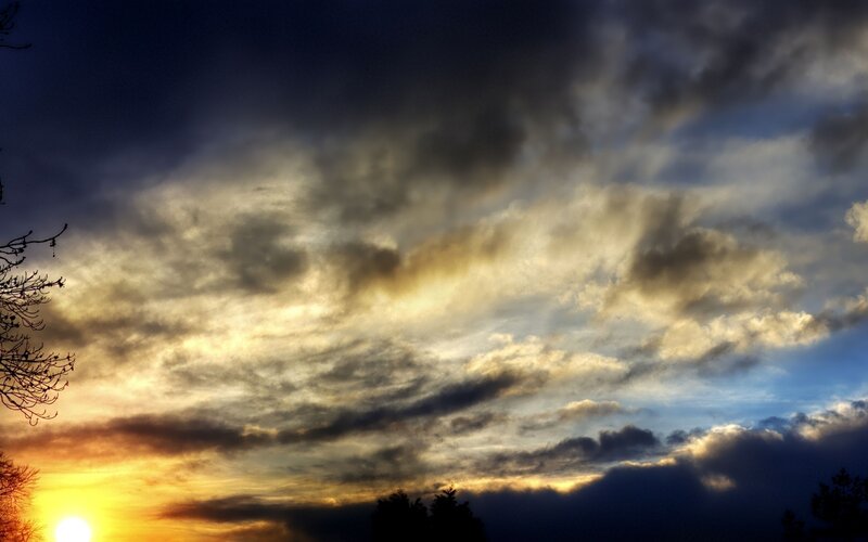 Dramatic sunset with clouds