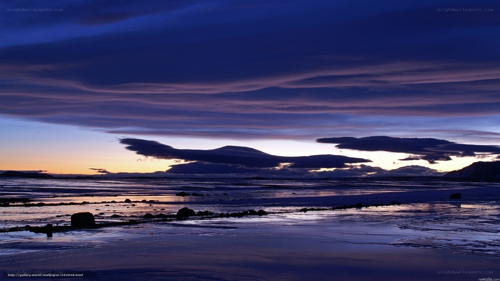 Dramatic twilight over a frozen landscape
