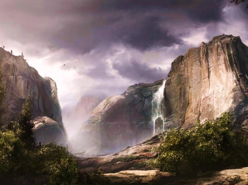 dramatic waterfall canyon