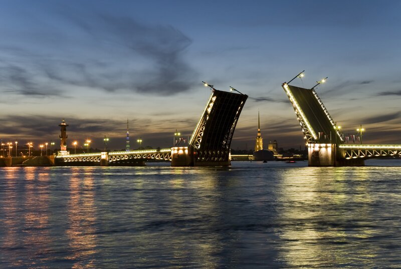 Drawbridge at Dusk — Blue, Dramatic, Night