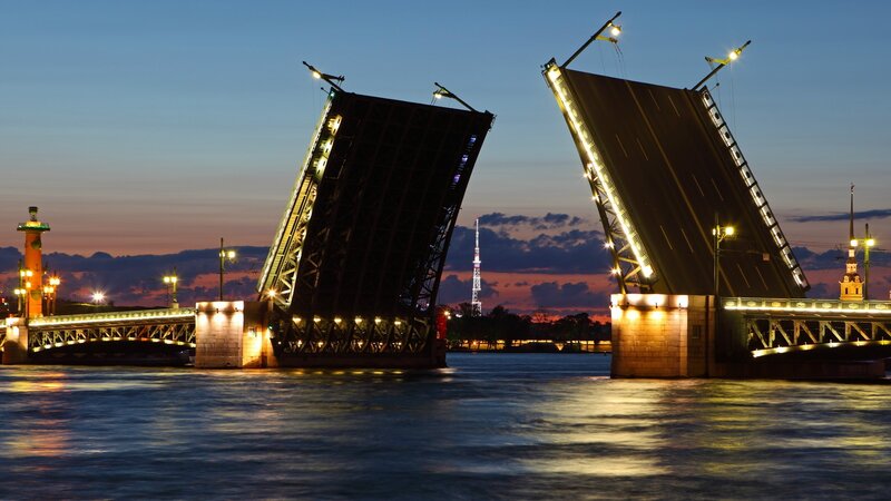 Drawbridge at Dusk — Blue, Dramatic, Sunset, Photograph