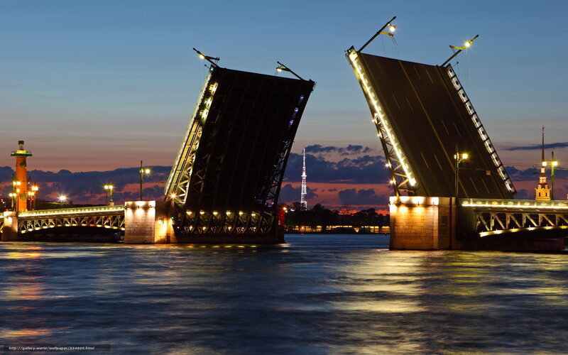 Drawbridge at Dusk — Blue, Dramatic, Sunset