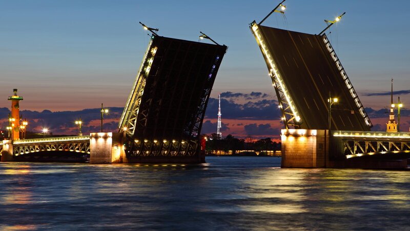 Drawbridge at Dusk — Blue, Dramatic
