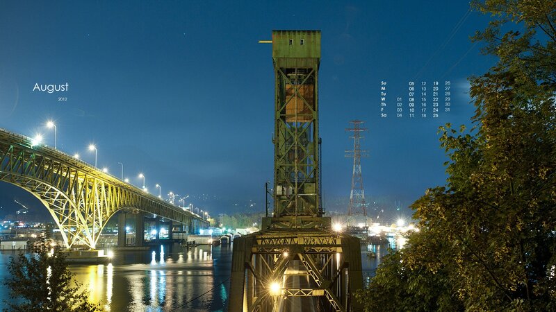Drawbridge at Night — Blue, Dramatic, Photograph, Bridge