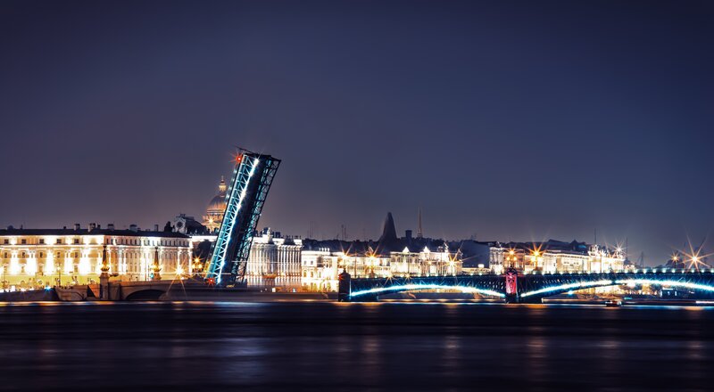 Drawbridge at Night — Blue, Dramatic