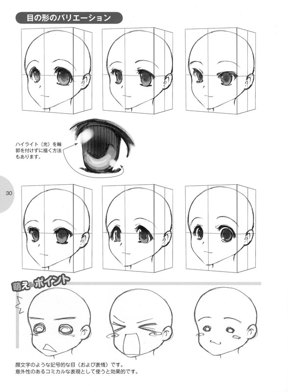 Drawing guide for anime eyes
