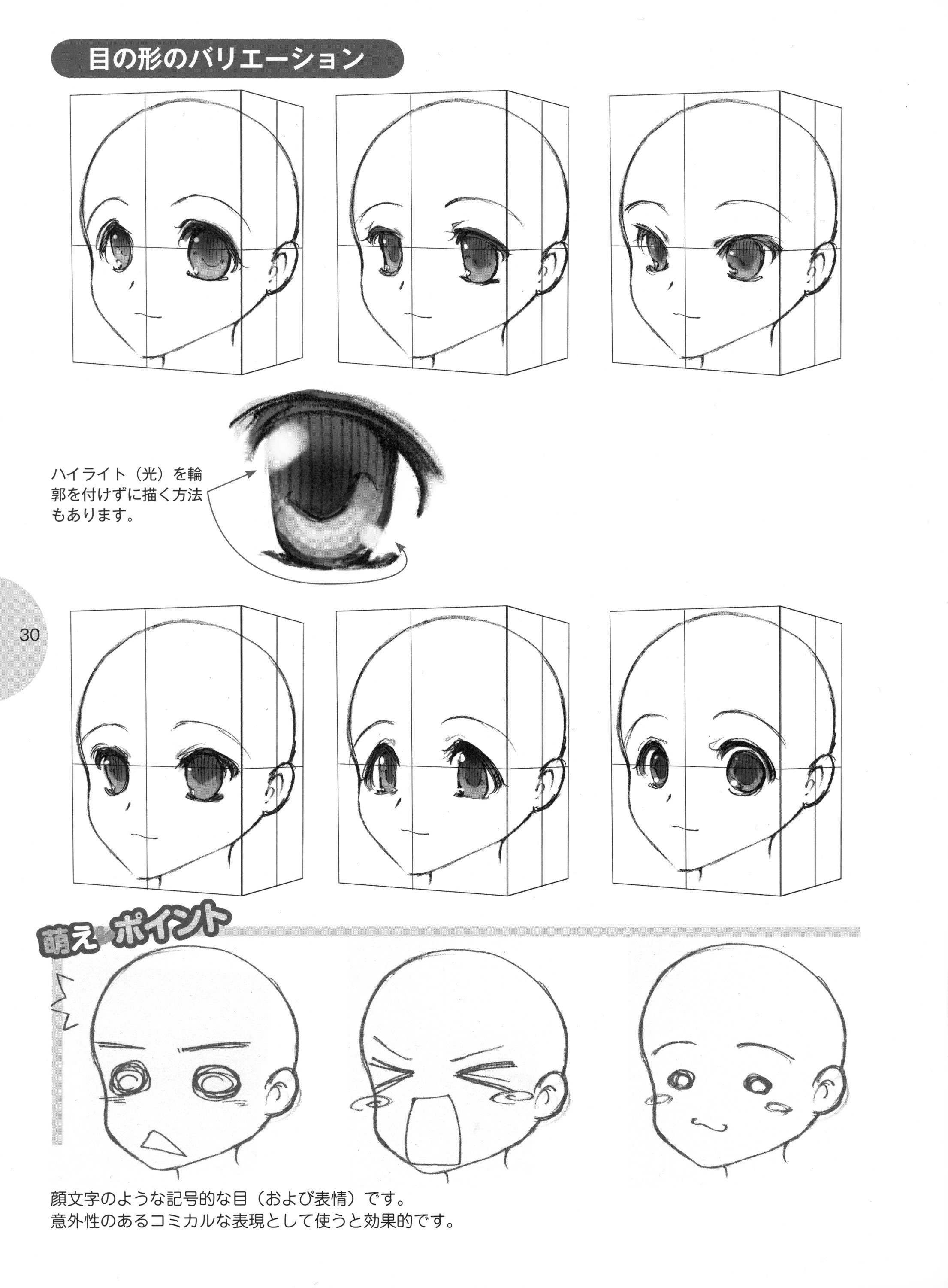 Drawing guide for anime eyes