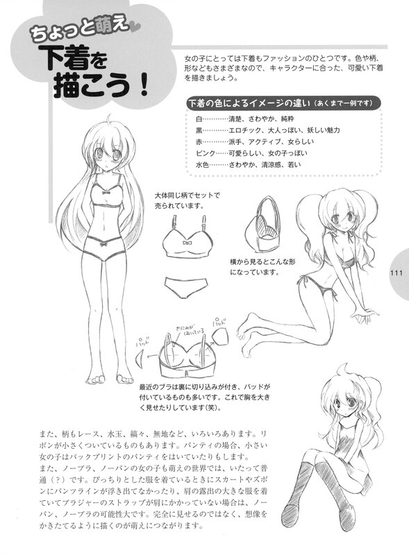 Drawing guide for anime undergarments