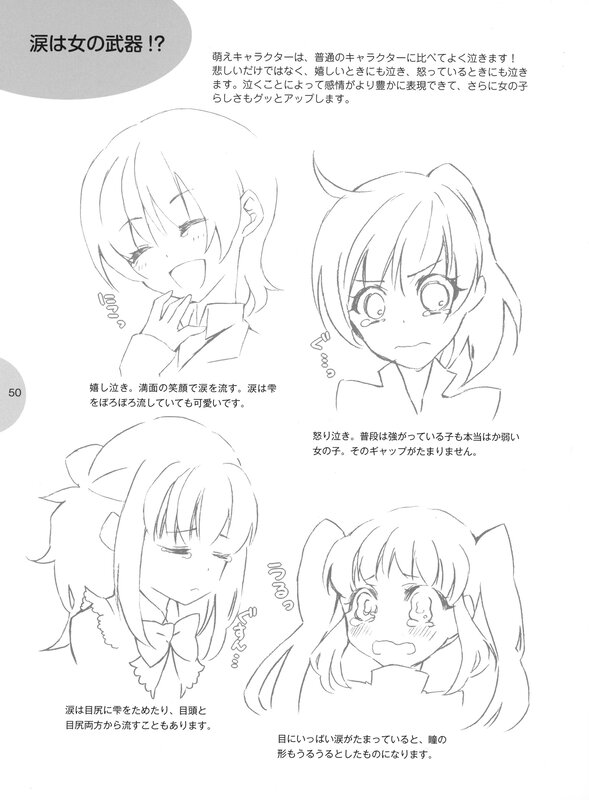 Drawing guide for crying anime girls