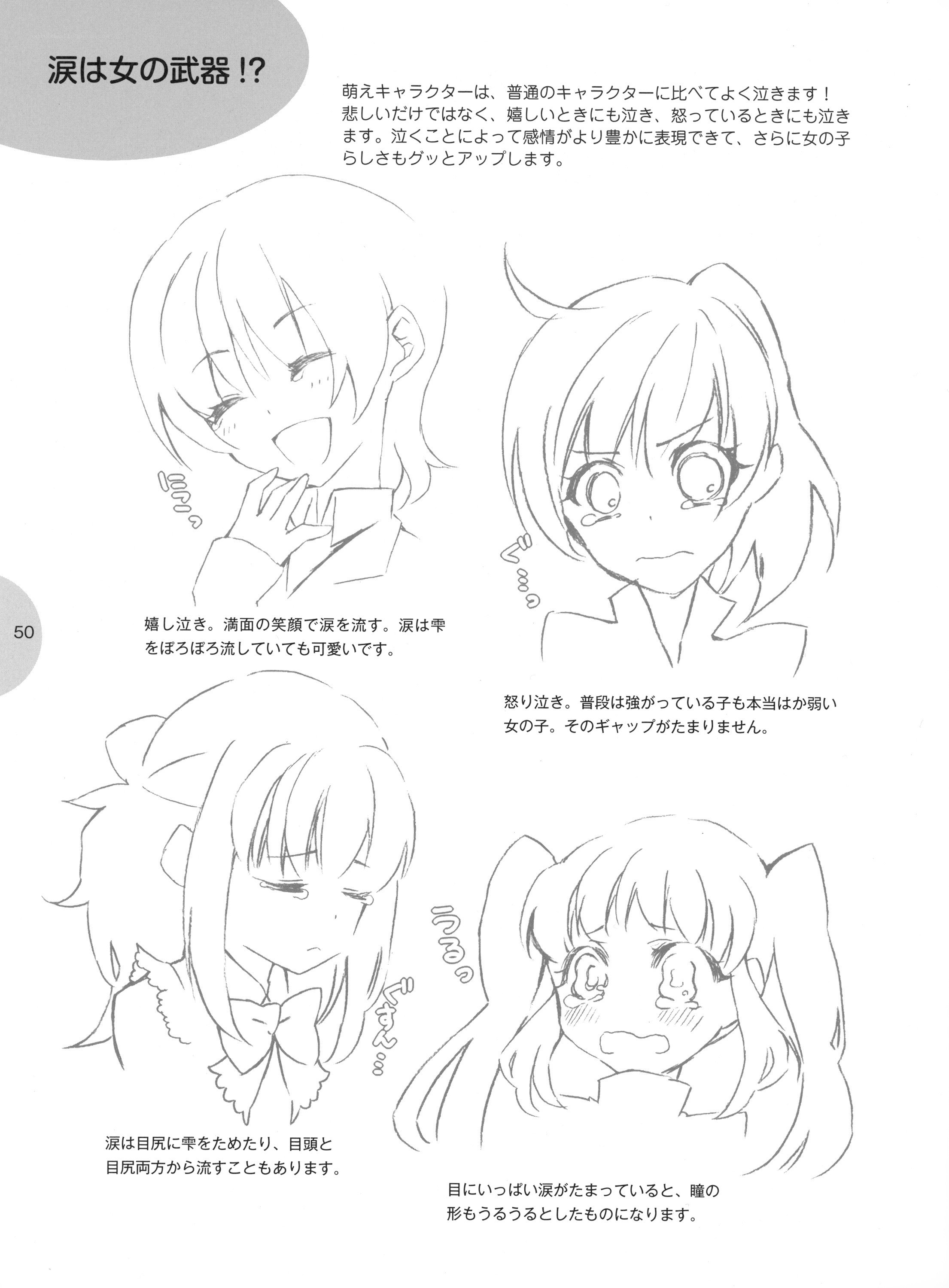 Drawing guide for crying anime girls