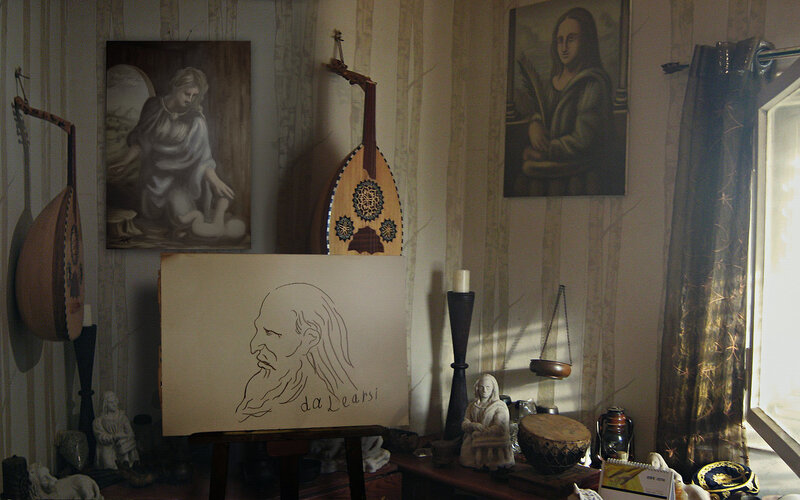 Drawing of a Man on Easel