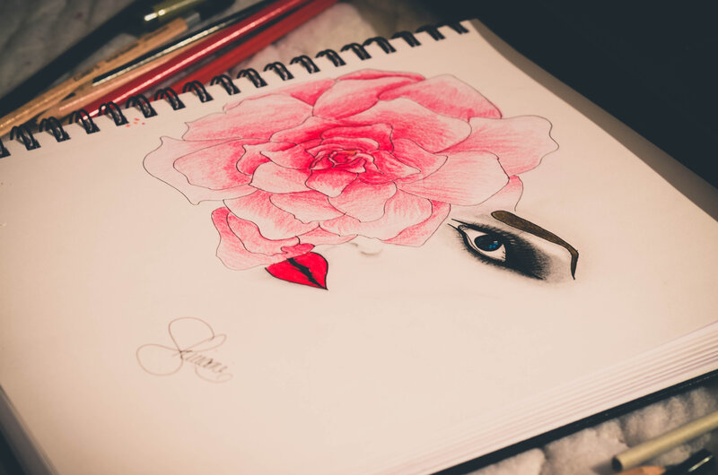 Drawing of Rose and Eye