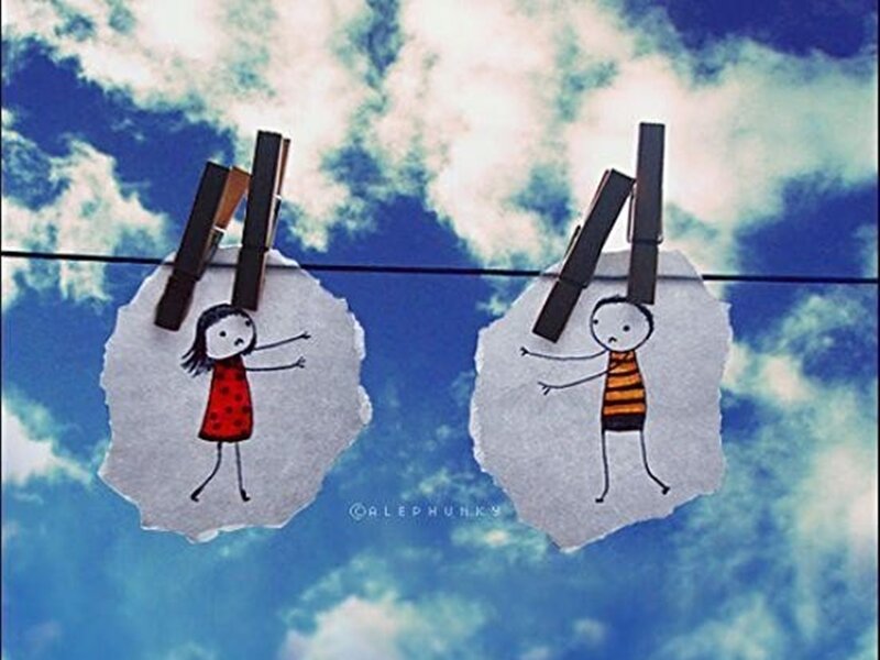 Drawings on Clothesline