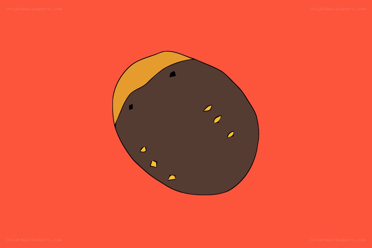 drawn potato on red