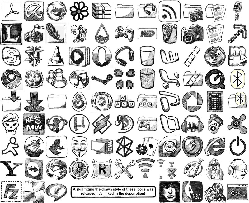 Drawn-style icon collection