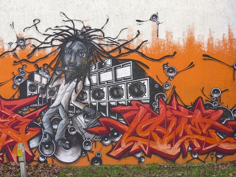 Dreadlocked Dj on Wall