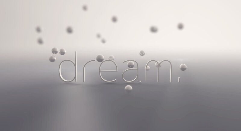 dream text with floating spheres