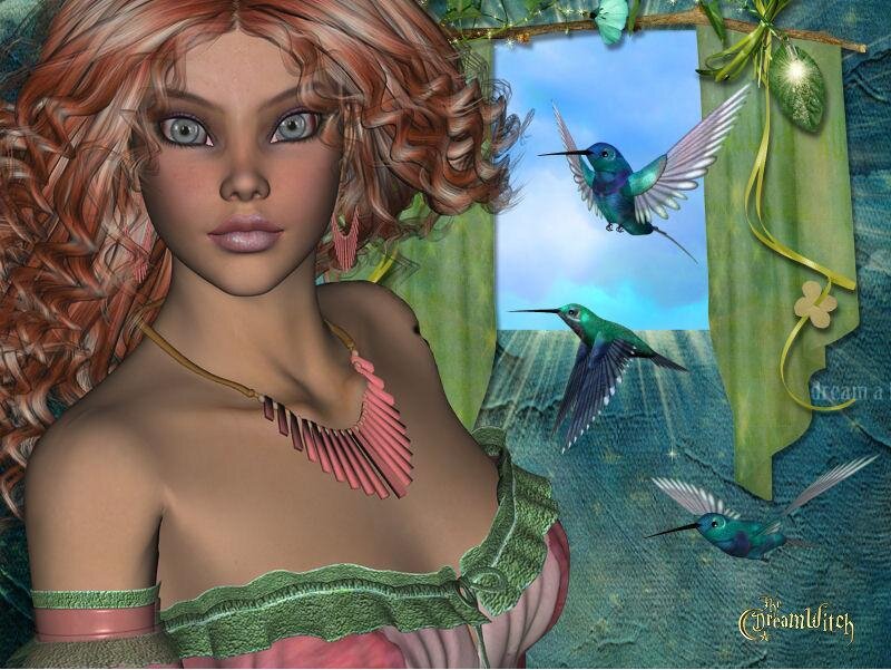 Dream Witch with hummingbirds