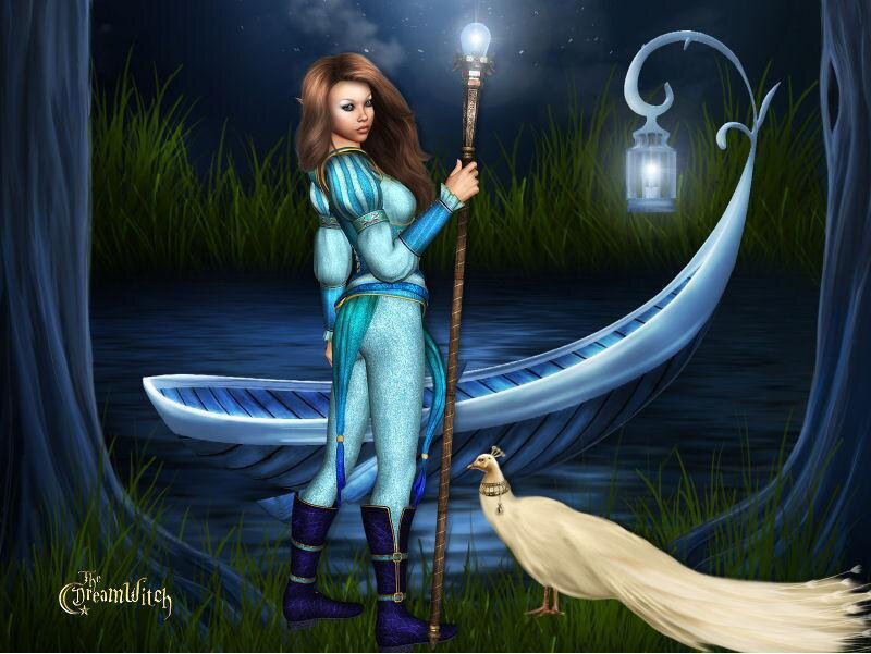 Dream witch with staff and peacock