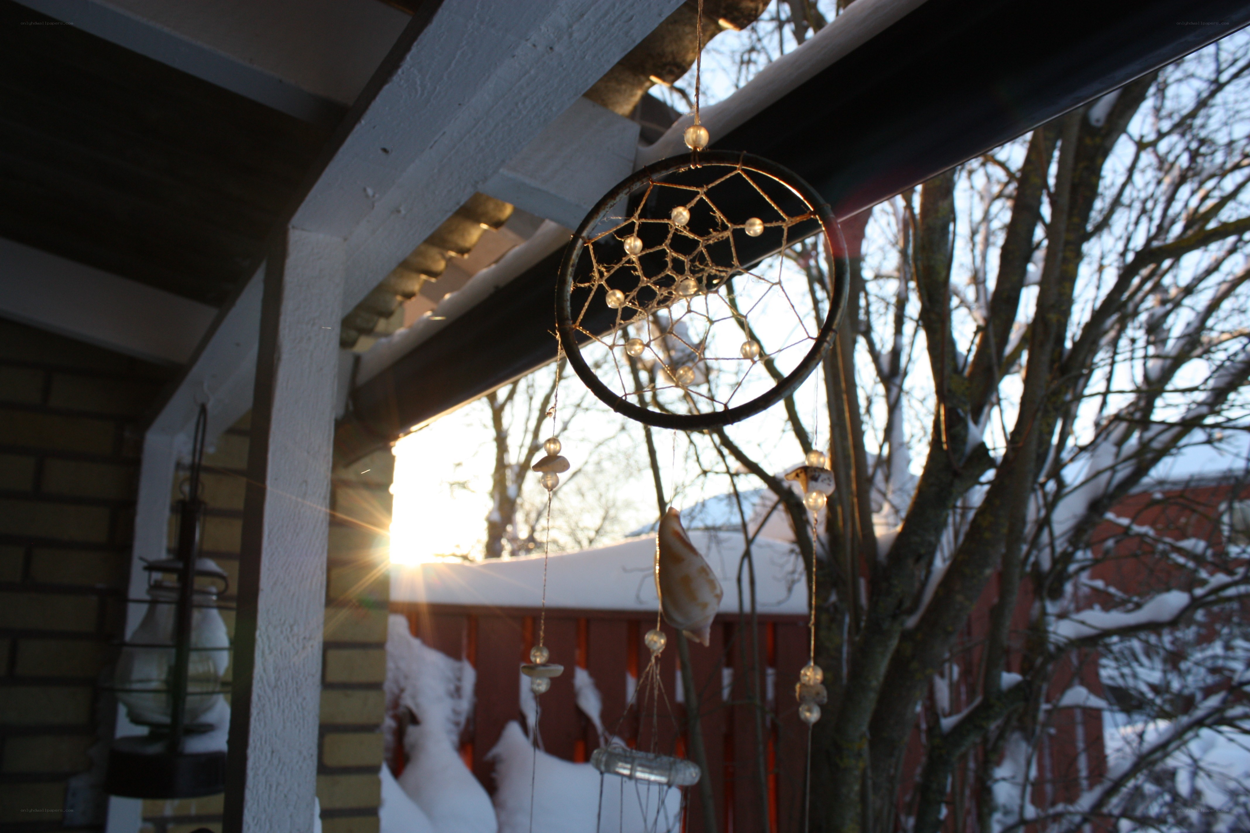 Dreamcatcher in winter sunlight
