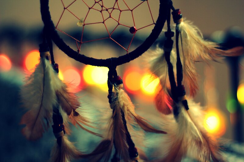 Dreamcatcher with Feathers — Black, Calm
