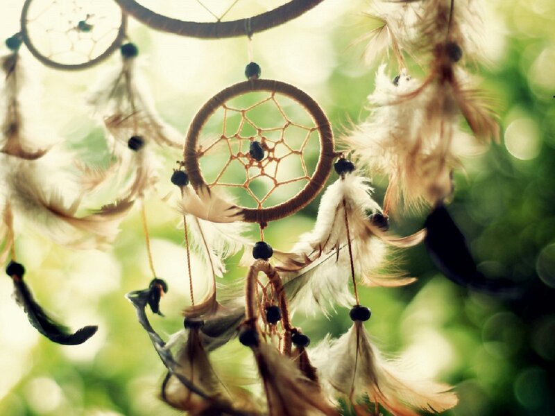 Dreamcatcher with Feathers — Green, Serene