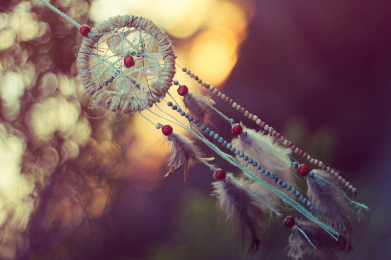 Dreamcatcher with Feathers — Purple