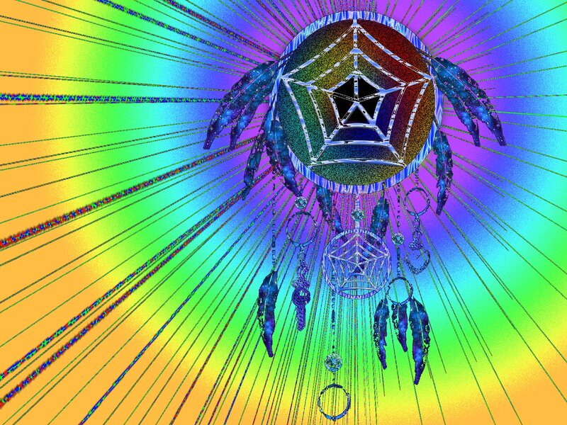 Dreamcatcher with Feathers — Rainbow