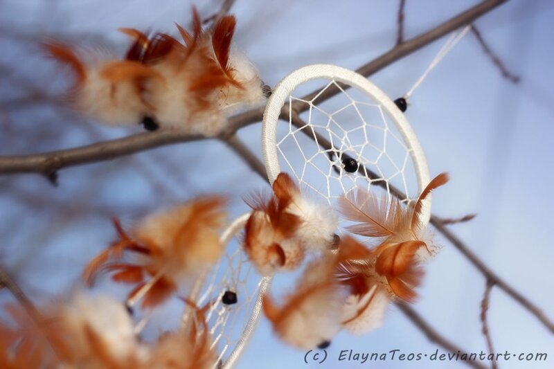 Dreamcatcher with Feathers — White, Serene, Autumn