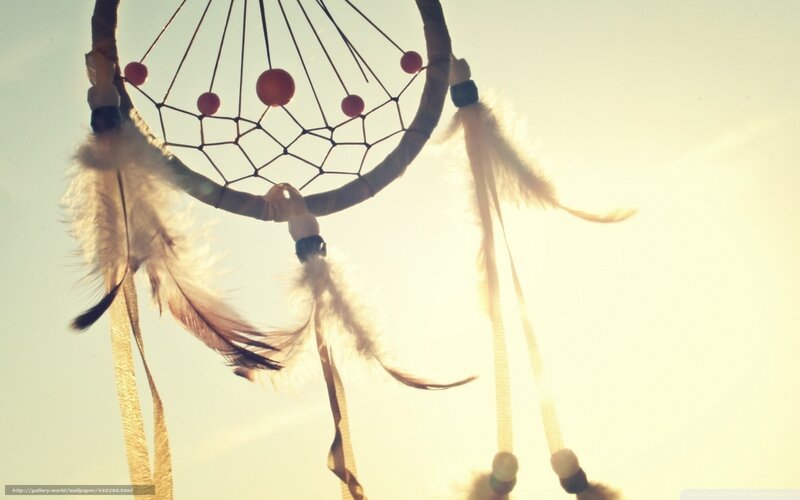 Dreamcatcher with Feathers — White, Serene, Sunset, Photograph, Beads