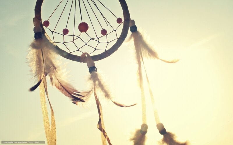 Dreamcatcher with Feathers — White, Serene, Sunset, Photograph