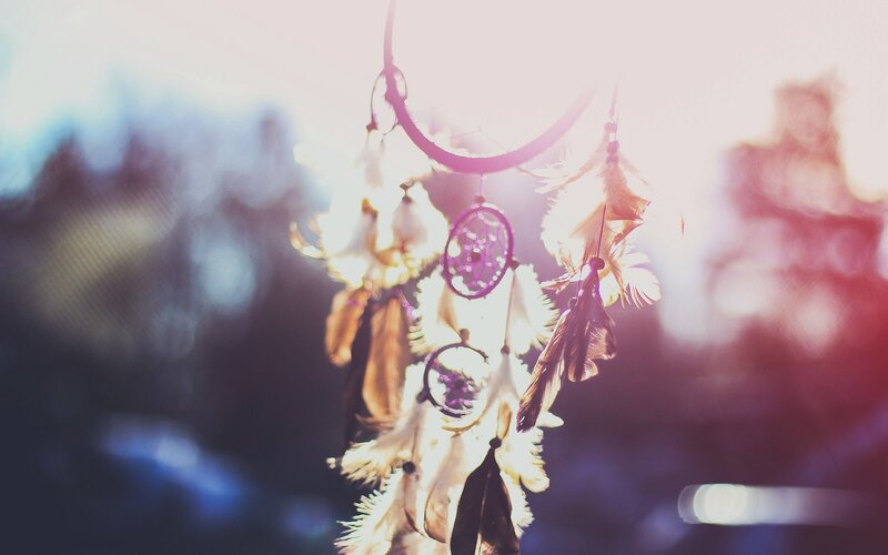 Dreamcatcher with Feathers — White, Serene, Sunset