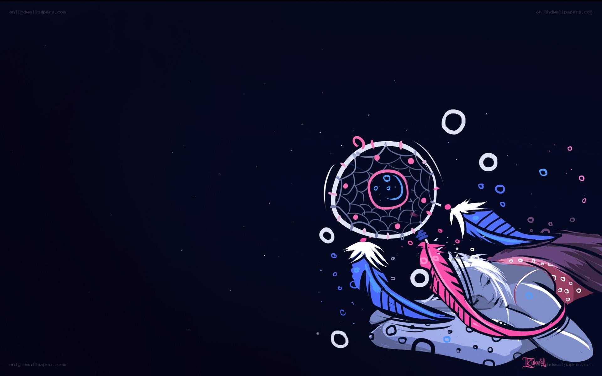 dreamcatcher with sleeping figure