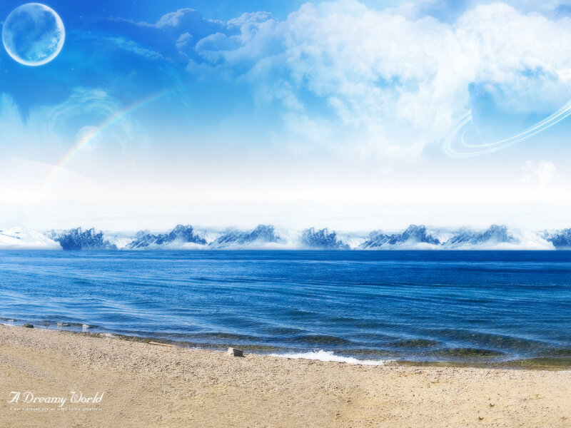 Dreamy alien beach landscape