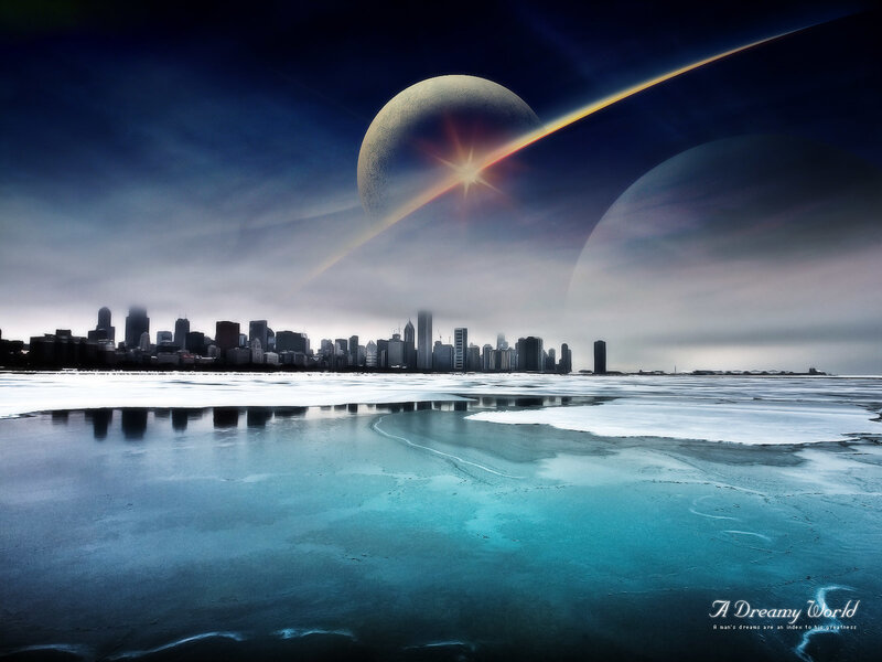 Dreamy alien cityscape