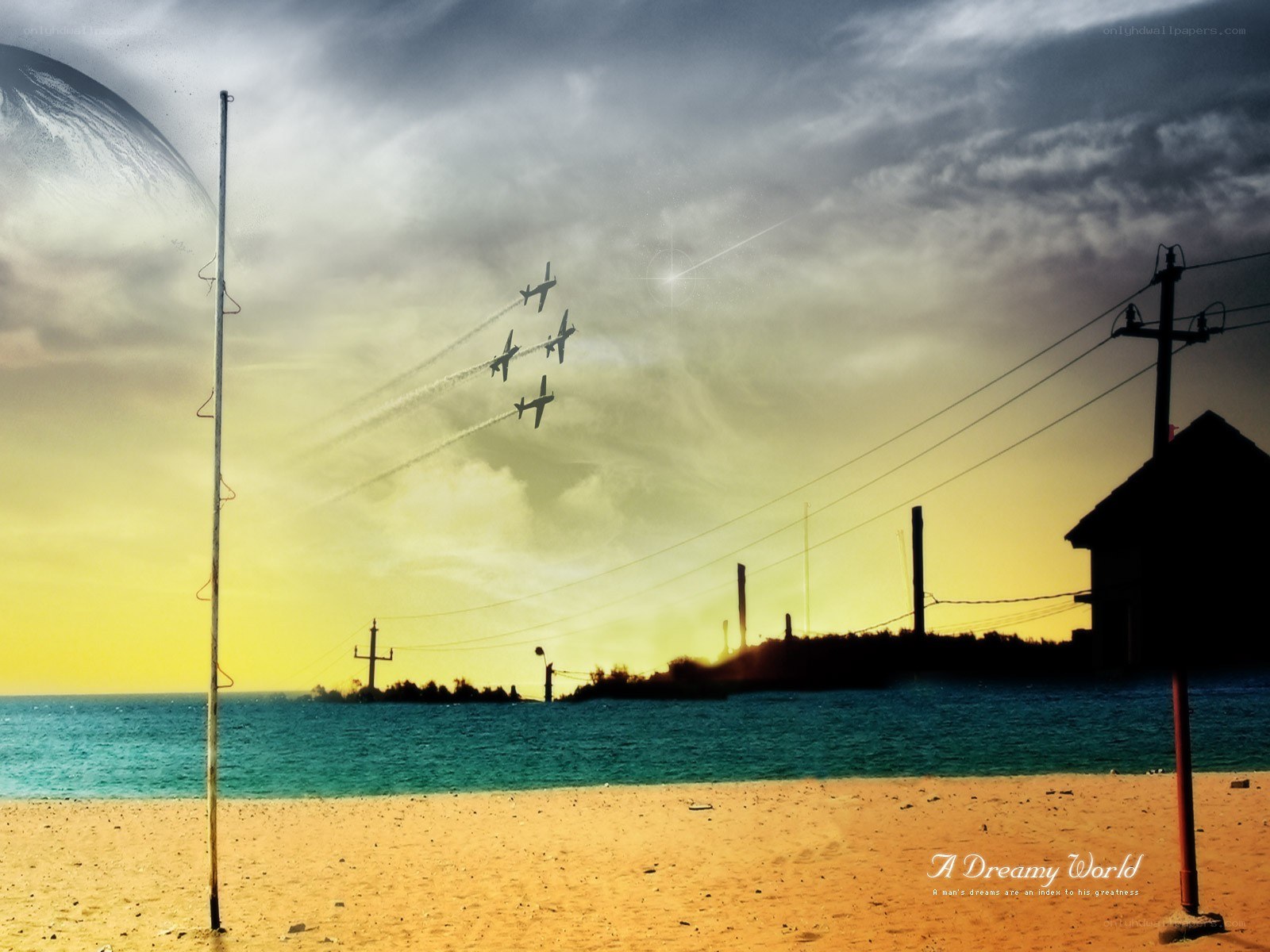 Dreamy beach with jets