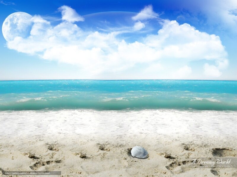 Dreamy beach with moon